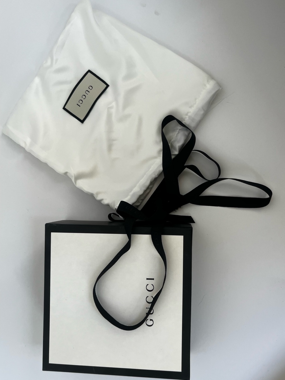 Gucci White and Black Branded Gift Box with Dust Bag